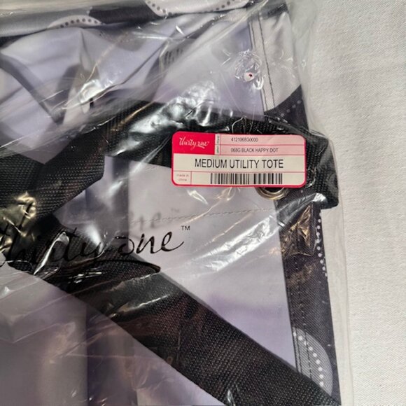 Thirty One Medium Utility Tote O68G Black Happy Dot - NWT - Picture 5 of 5